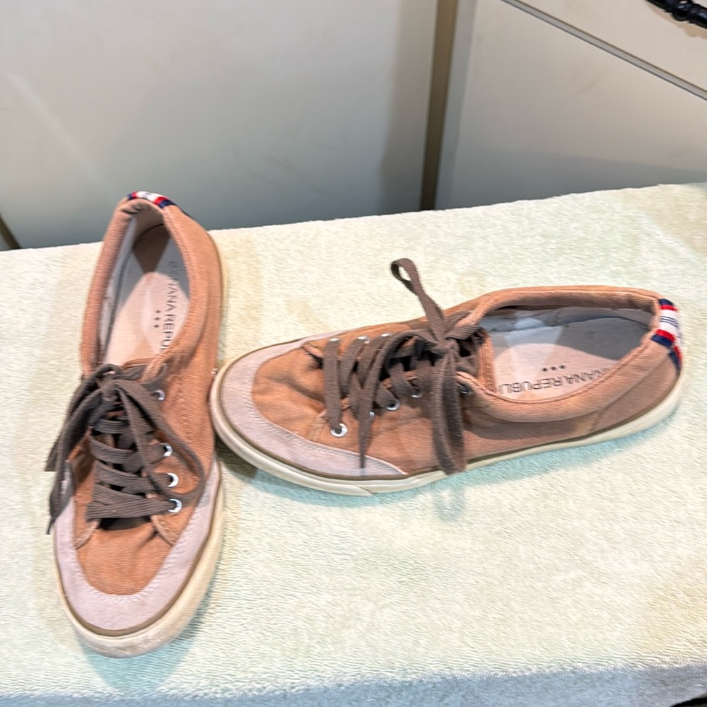 Banana Republic Men’s Brown Lace Up Canvas Boat Shoe Size 9.5